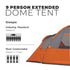 Core 9 Person Extended Dome Tent 16 x 9 - Large Capacity Dome Tent