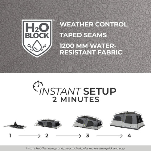 Core 9 Person Instant Cabin Tent with Full Rainfly – Enhanced Weather Resistance, Quick Setup