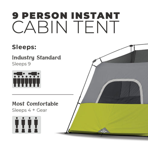 Core 9 Person Instant Cabin Tent 14 x 9 - Spacious and Convenient Cabin Tent