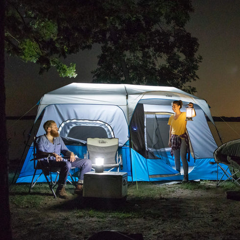 Core 9 Persons Lighted Instant Cabin Tent 14 x 9 – Illuminated Family Tent with Built-In LED Lighting