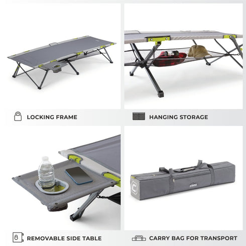Core Outdoor Folding Camping Cot - Portable and Restful Sleeping Solution
