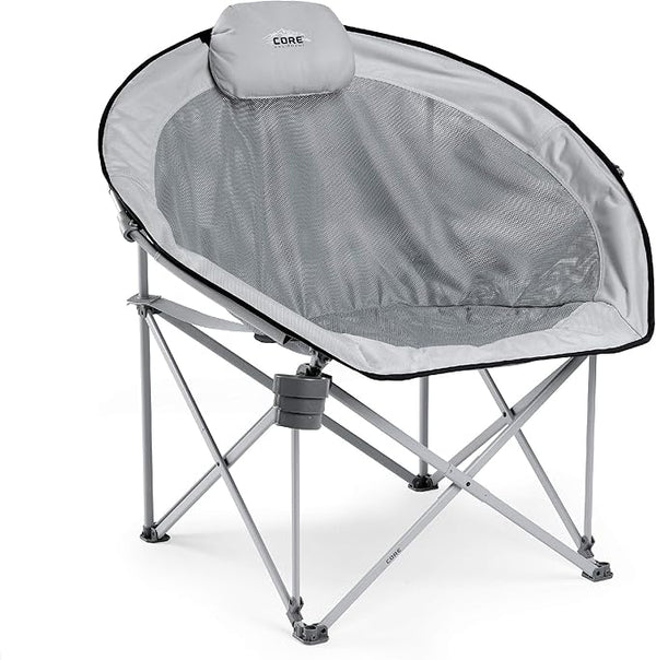 CORE Oversized Mesh Round Outdoor Chair, a large, saucer-style chair with ventilated mesh for roomy, cool seating.