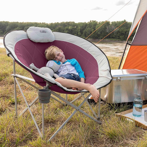 Core Oversized Padded Round Camp Chair - Spacious and Cushioned Design