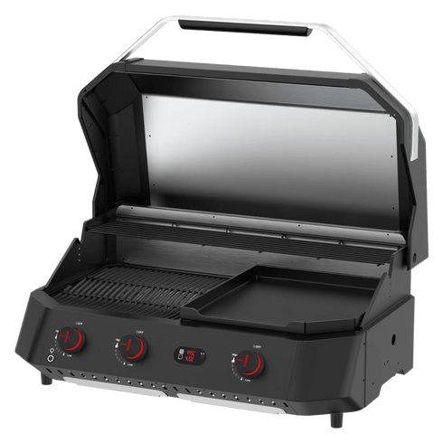 Cozze G-800 Combo Plancha Grill with Lid, 3 Burner 9.5 kW Gas Grill and Griddle with Two Digital Thermometers