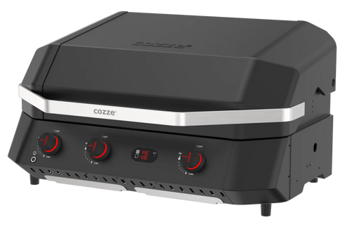 Cozze G-800 Combo Plancha Grill with Lid, 3 Burner 9.5 kW Gas Grill and Griddle with Two Digital Thermometers