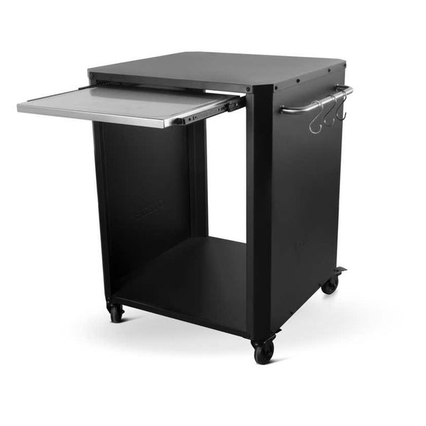 Cozze Stainless Steel Outdoor Table with Pullout Shelf, a durable, functional table perfect for outdoor cooking prep.