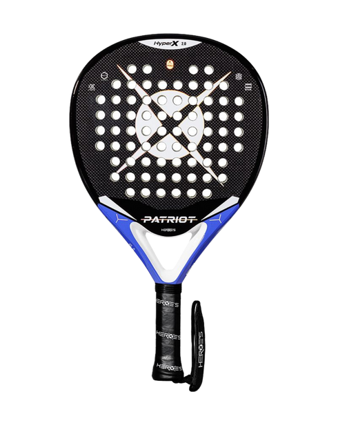 Heroe's Patriot Hyper 2024 Padel Racket in blue and black, front view