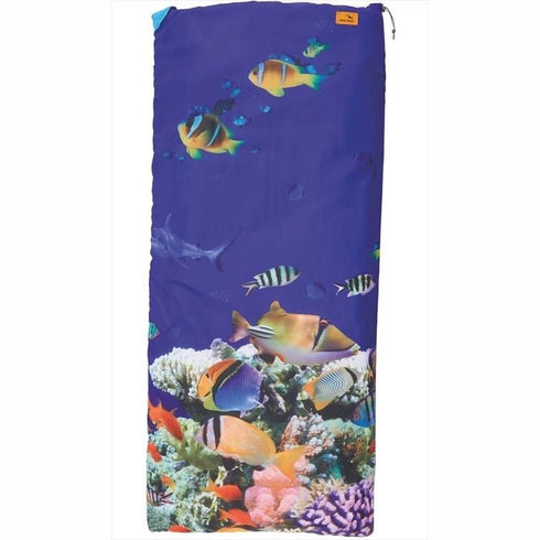 Easy Camp Image Kids Aquarium Sleeping Bag, Fun Pattern with Soft Lining, Contour Hood, Suitable for Children’s Camping/Sleepovers