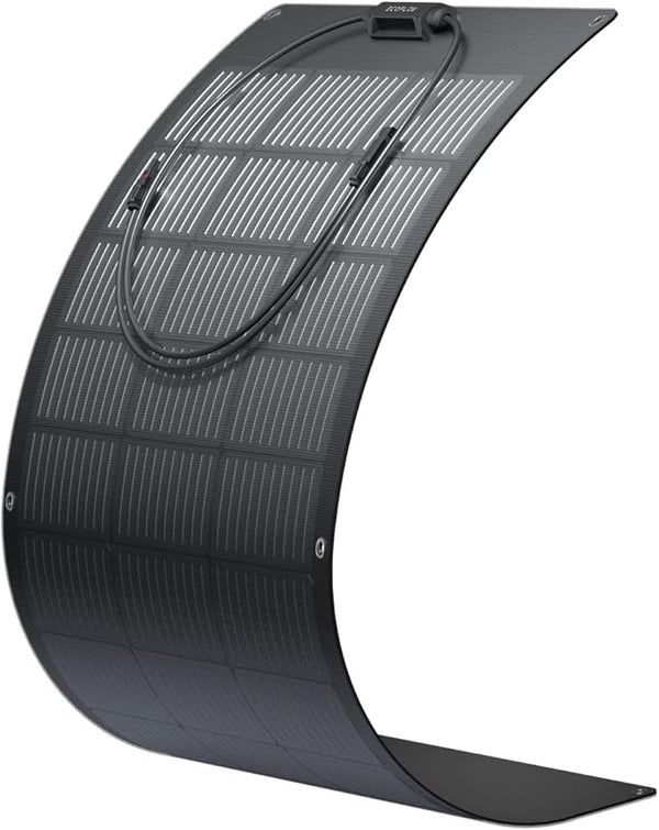 EcoFlow 100W Flexible Solar Panel, a lightweight, bendable, and IP68 waterproof solar charger for RVs and boats.
