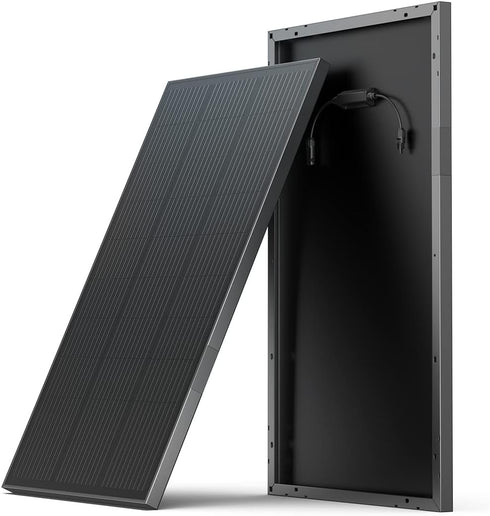 EcoFlow 2pcs 100W Rigid Solar Panel, a set of two 100-watt durable solar panels for mounting on RVs or homes.