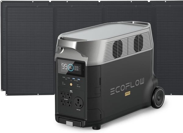 EcoFlow Delta Pro 3600Wh Portable Power Station with Smart Generator and portable solar panel bundle.