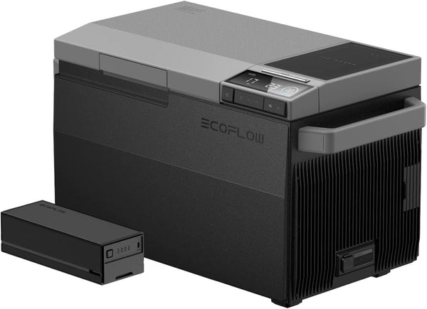 EcoFlow Glacier 38L Fridge Freezer with 298Wh Plug-in Battery, an insulated portable cooler with integrated battery pack.