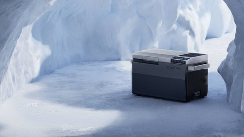 EcoFlow Glacier Portable Refrigerator, an efficient electric fridge and freezer unit for camping and travel.