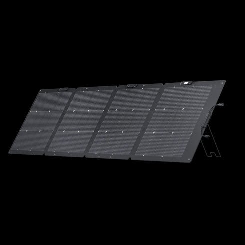 EcoFlow NextGen 220W Bifacial Portable Solar Panel, dual-sided panel capturing sunlight from two angles for increased efficiency.