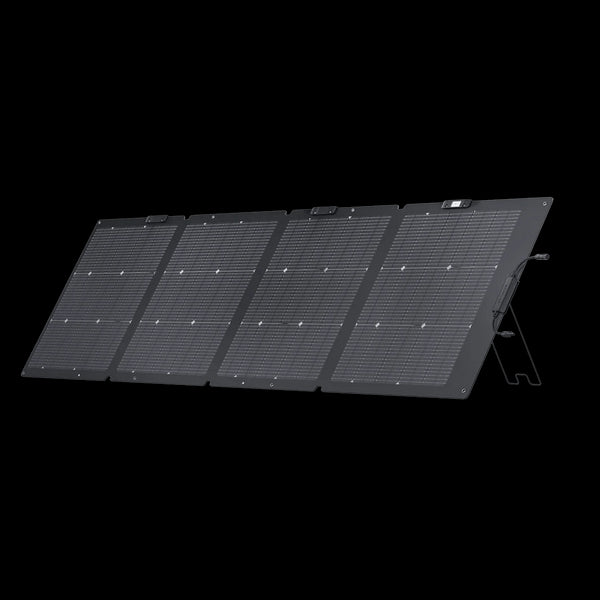EcoFlow NextGen 220W Bifacial Portable Solar Panel, dual-sided panel capturing sunlight from two angles for increased efficiency.