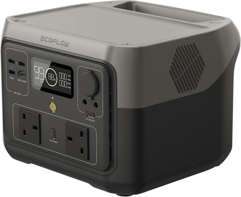 EcoFlow River 2 Max (EF-RIVER-MAX-200), a mid-sized portable power station with multiple AC and DC outputs.