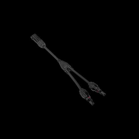 EcoFlow Solar Parallel Connection Cable, connecting multiple solar panels to increase power output to the station.