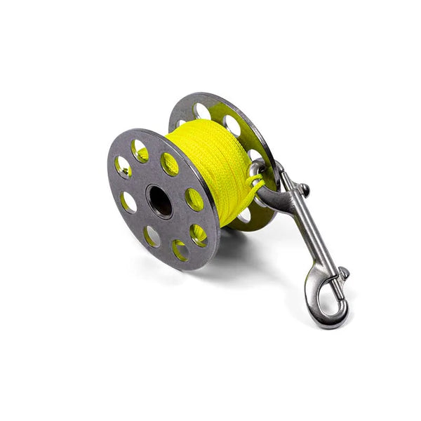 Dynamic Nord stainless steel finger spool with yellow line and clip