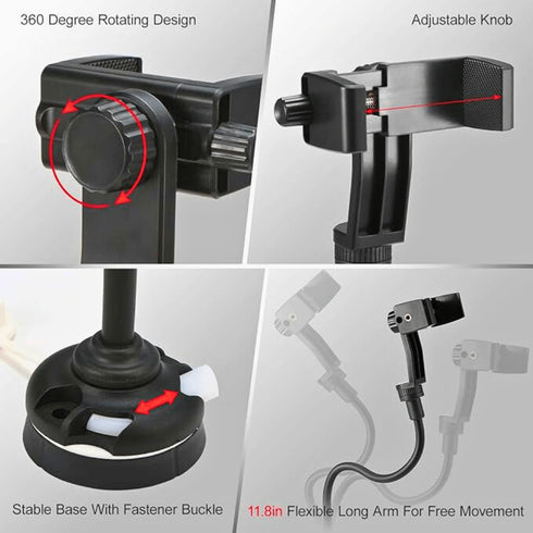 Flexible Kayak Phone Holder, Rail-Mount Gooseneck Mobile Mount with 50 to 100 mm Adjustable Clamp