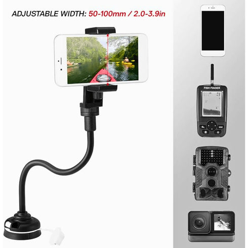 Flexible Kayak Phone Holder, Rail-Mount Gooseneck Mobile Mount with 50 to 100 mm Adjustable Clamp