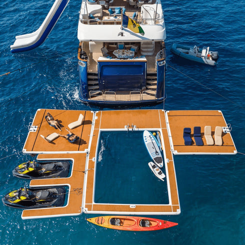 Floating Swimming Pool for Yachts, Inflatable Sea Pool with EVA Floor, Net, Ladder and Electric Pump