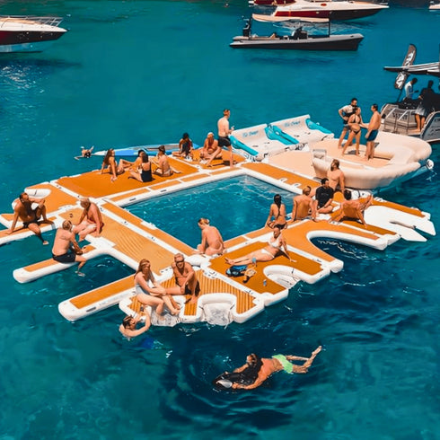 Floating Swimming Pool for Yachts, Inflatable Sea Pool with EVA Floor, Net, Ladder and Electric Pump