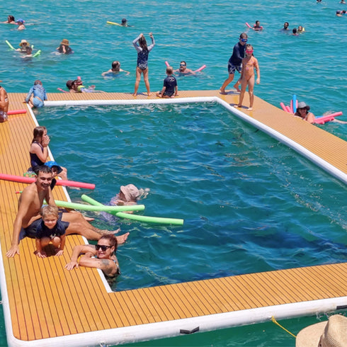 Floating Swimming Pool for Yachts, Inflatable Sea Pool with EVA Floor, Net, Ladder and Electric Pump