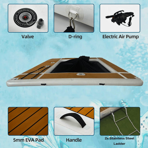 Floating Swimming Pool for Yachts, Inflatable Sea Pool with EVA Floor, Net, Ladder and Electric Pump