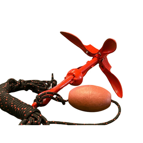 Folding Grapnel Anchor 1.5 lb with Rope, Compact Kayak and Small Boat Anchor Kit with Float