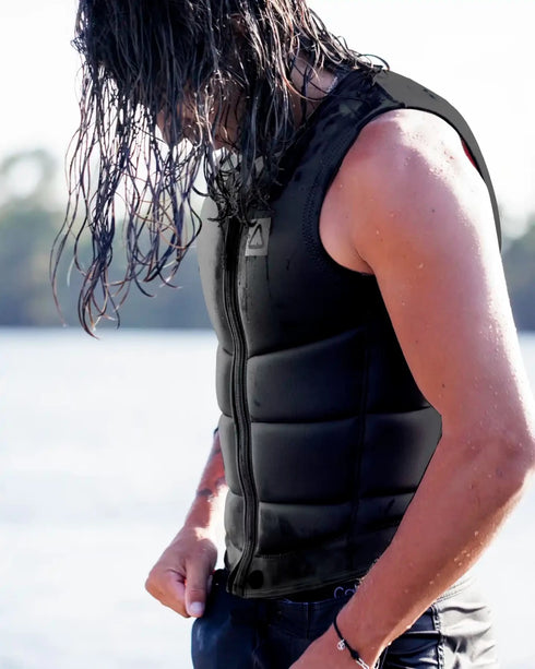 Follow Corp Men's Impact Vest, Relaxed Fit Wakeboard Vest with Chevron Polyester Outer and YKK Locker Zipper