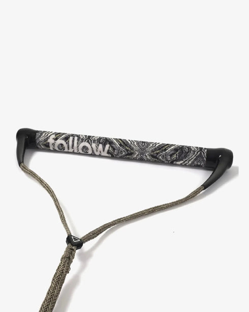 Follow Pro Wakeboard Handle Gold Circle, 15 Inch Bar with Narrow Suede Grip and Dyneema Handle Line