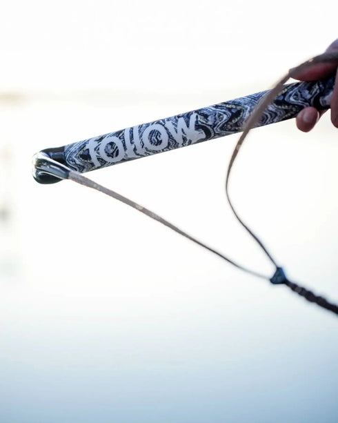Follow Pro Wakeboard Handle Gold Circle, 15 Inch Bar with Narrow Suede Grip and Dyneema Handle Line
