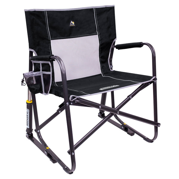 GCI Outdoor Freestyle XL Portable Rocking Chair, an extra-large, folding chair offering comfortable rocking for outdoor relaxation.