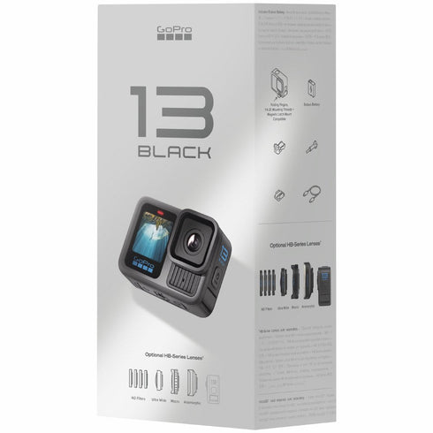 Front view of GoPro HERO13 Black Action Camera showing the lens and status screen