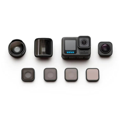 GoPro HERO13 Black HB-Series Lens Collection showing Ultra Wide, Macro, and Anamorphic mods