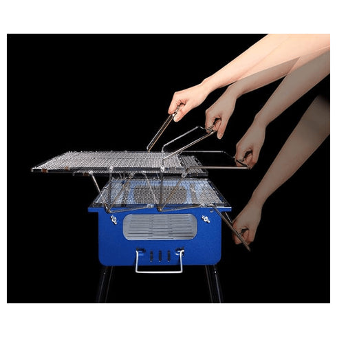 Green Life BBQ Made in Japan Easy to Add Charcoal Barbecue Stove with Iron Plate for 5 to