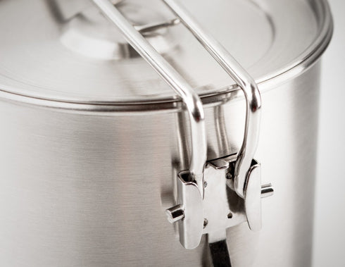 GSI Outdoors Glacier Stainless 1.1 L Boiler, Backpacking Pot that Nests a Gas Canister and Stove, Stainless Steel