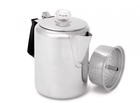 GSI Outdoors Glacier Stainless Percolator 9 Cup - Classic Coffee Maker for Groups