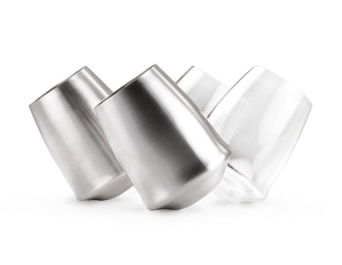 GSI Outdoors Glacier Stainless Stemless Wine Glass, 346 ml Tip-Resistant Stainless Steel Camping Glass