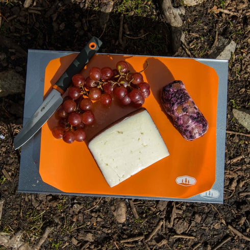 GSI Outdoors Santoku Cut and Prep Set, 10 cm Paring Knife with Sheath and Roll Up Cutting Board for Camp Cooking