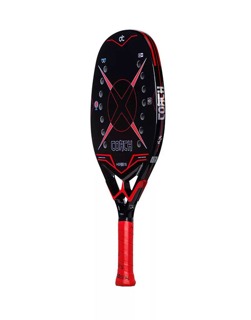 Heroe's Coach 2025 Beach Tennis Racket, Danny Cirella Model with Red Kevlar Face and 100% Carbon Frame