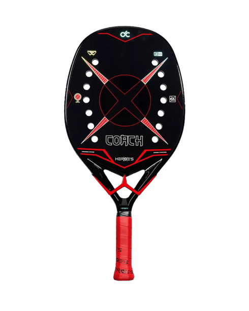 Heroe's Coach 2025 Beach Tennis Racket, Danny Cirella Model with Red Kevlar Face and 100% Carbon Frame