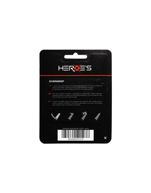 Heroe's High Level Overgrip 3 Pack White, Anti-Sweat Elastic Grip Tape for Padel and Beach Tennis Rackets