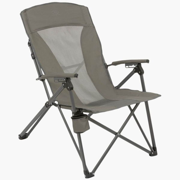 Highlander Balvenie Reclining Chair, an adjustable, folding camping chair providing comfort for leisure.