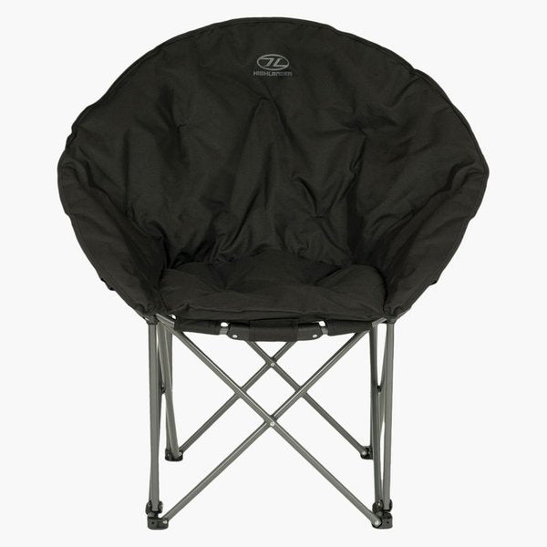 Highlander Moon Camping Chair, a comfortable, durable, saucer-style folding chair for outdoor relaxation.