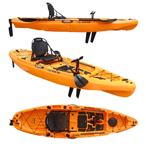 Hunter Pro Flap Pedal Kayak SK-32, 3.2m Single Fishing Kayak with Stadium Seat EV and 220 cm Paddle