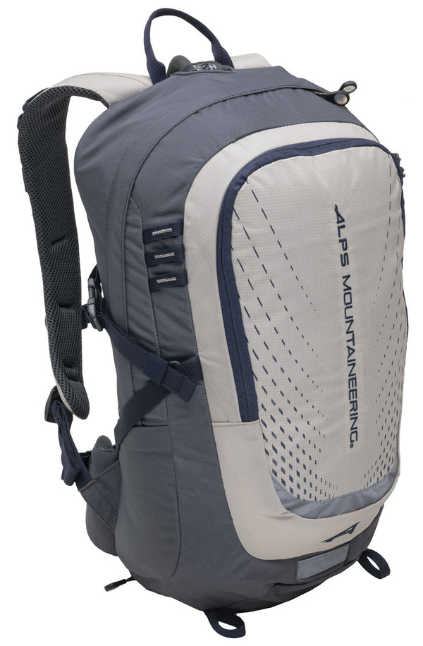 ALPS Mountaineering Hydro Trail 17 hydration pack, gray and navy, front view