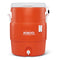 Igloo 10 Gallon Seat Top Water Jug with Cup Dispenser Orange, Insulated 38 L Drinks Cooler with Push-Button Spigot