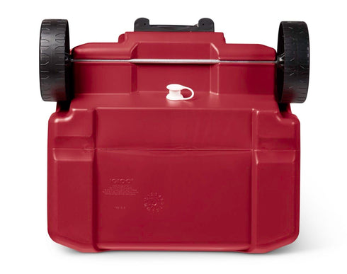 Igloo Latitude 60 Qt Roller Cooler Industrial Red, Wheeled Cooler Box with Telescoping Handle and Cup Holders