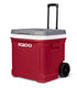 Igloo Latitude 60 Qt Roller Cooler Industrial Red, Wheeled Cooler Box with Telescoping Handle and Cup Holders